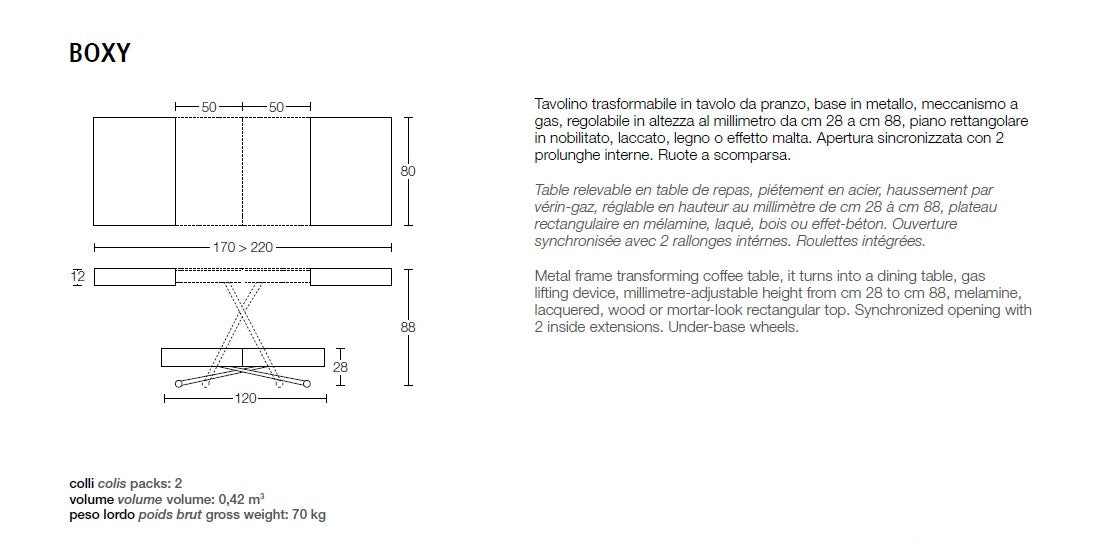 Boxy, Coffee to dining table - Bonbon Compact Living