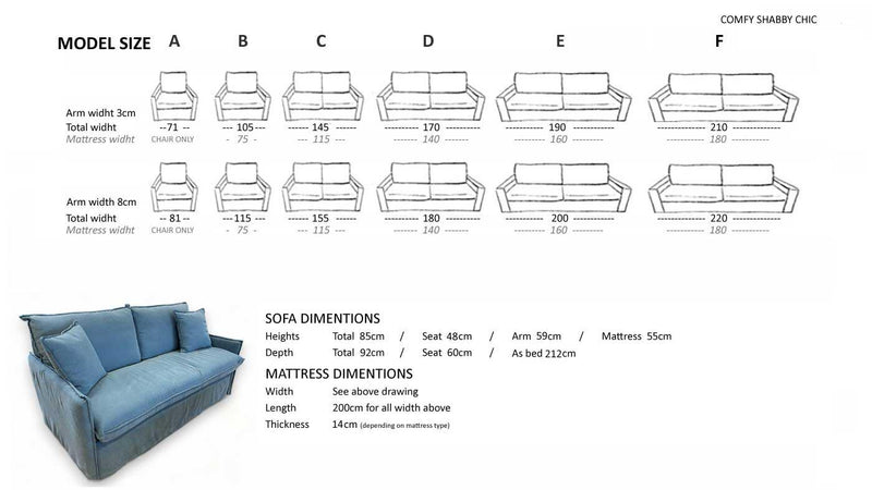 Shabby Chic Sofa bed, Sofa or sofa bed - Bonbon Compact Living