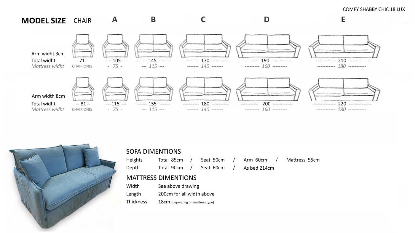 Shabby Chic Lux Sofa bed, Sofa or sofa bed - Bonbon Compact Living