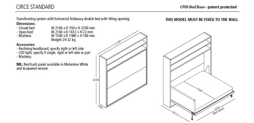 Circe Board Wall bed, Wall bed - Bonbon Compact Living