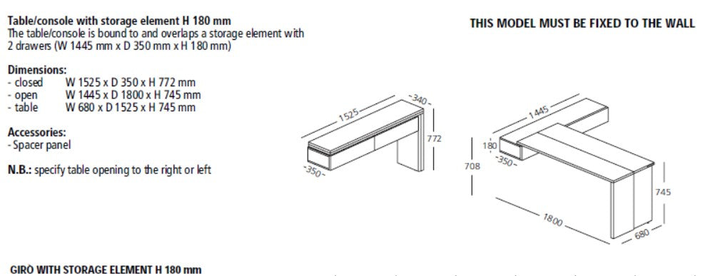 Giro table, Transformable table - Bonbon Compact Living