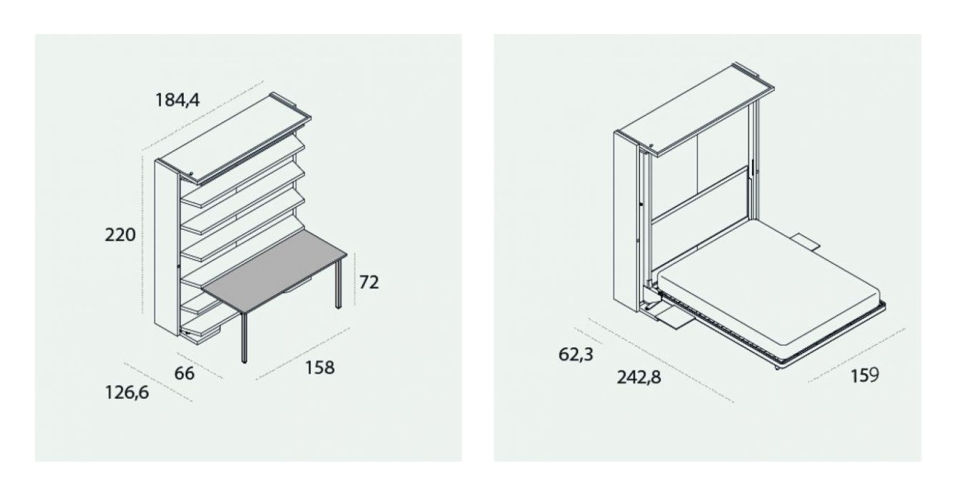 LGM 2.0 BOOK TABLE, Wall bed - Bonbon Compact Living