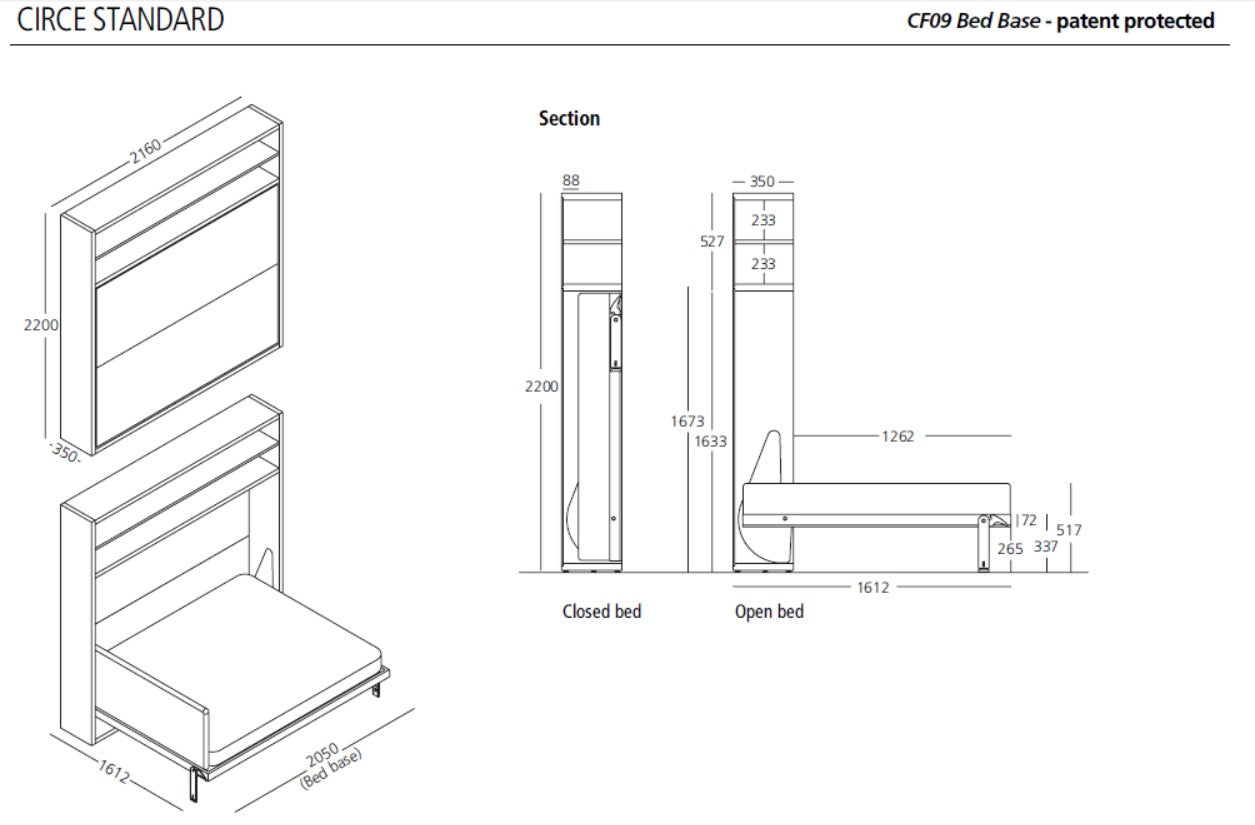 Circe Standard, Wall bed - Bonbon Compact Living