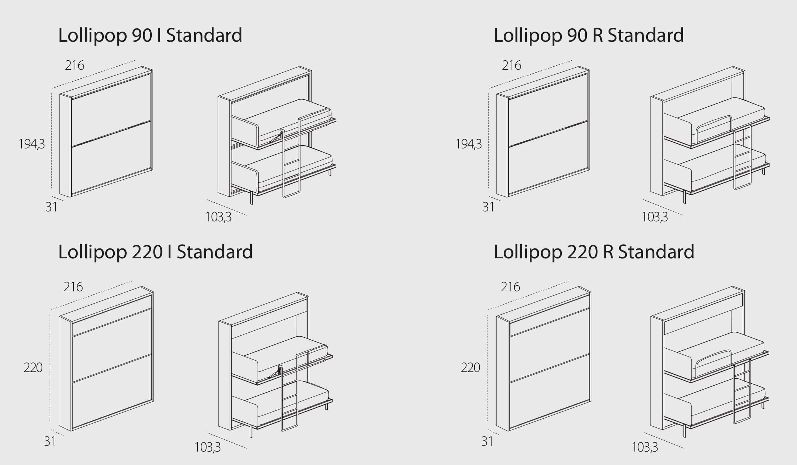 Lollipop, Wall bed - Bonbon Compact Living