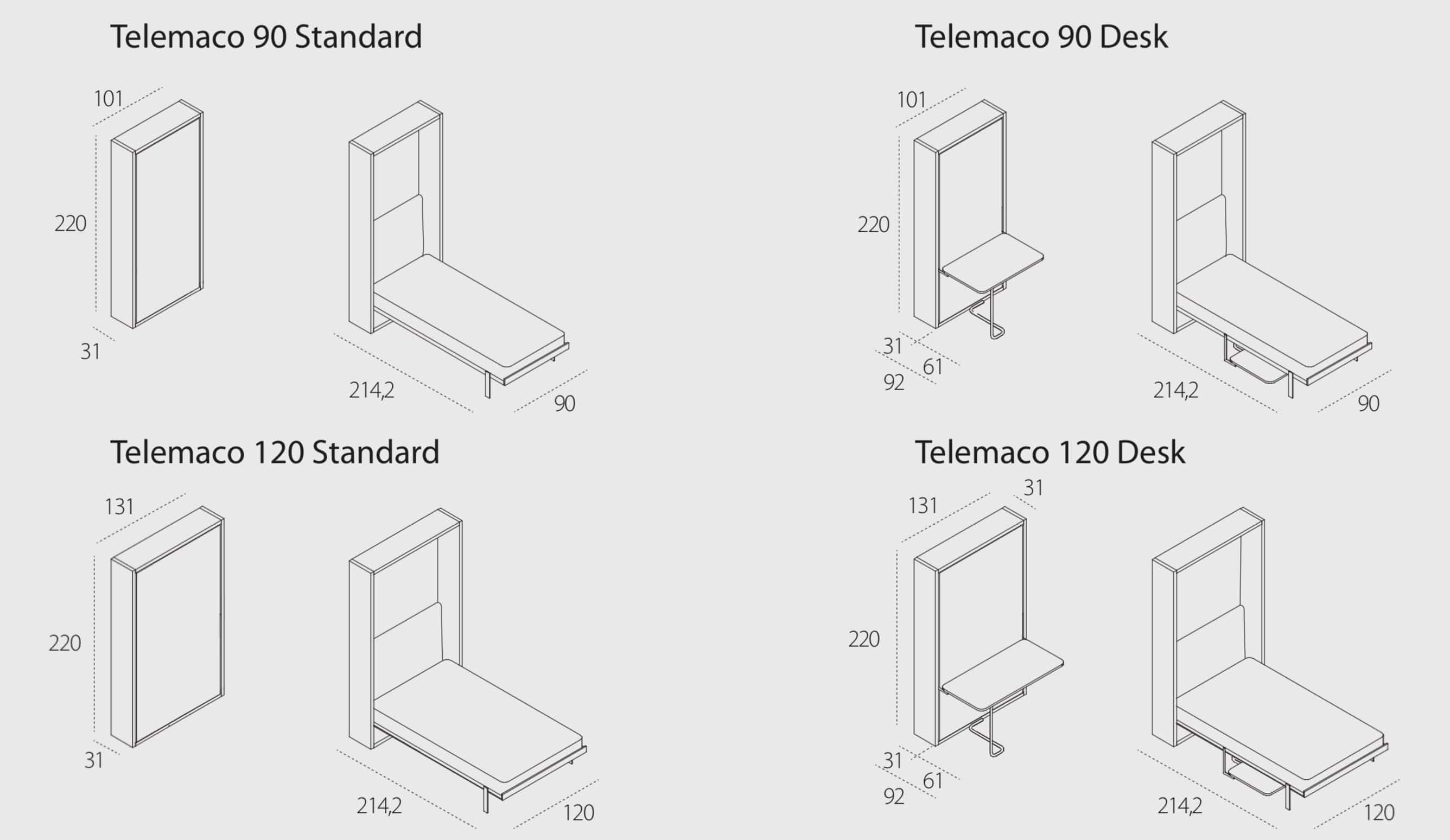 Telemaco 90/120, Wall bed - Bonbon Compact Living