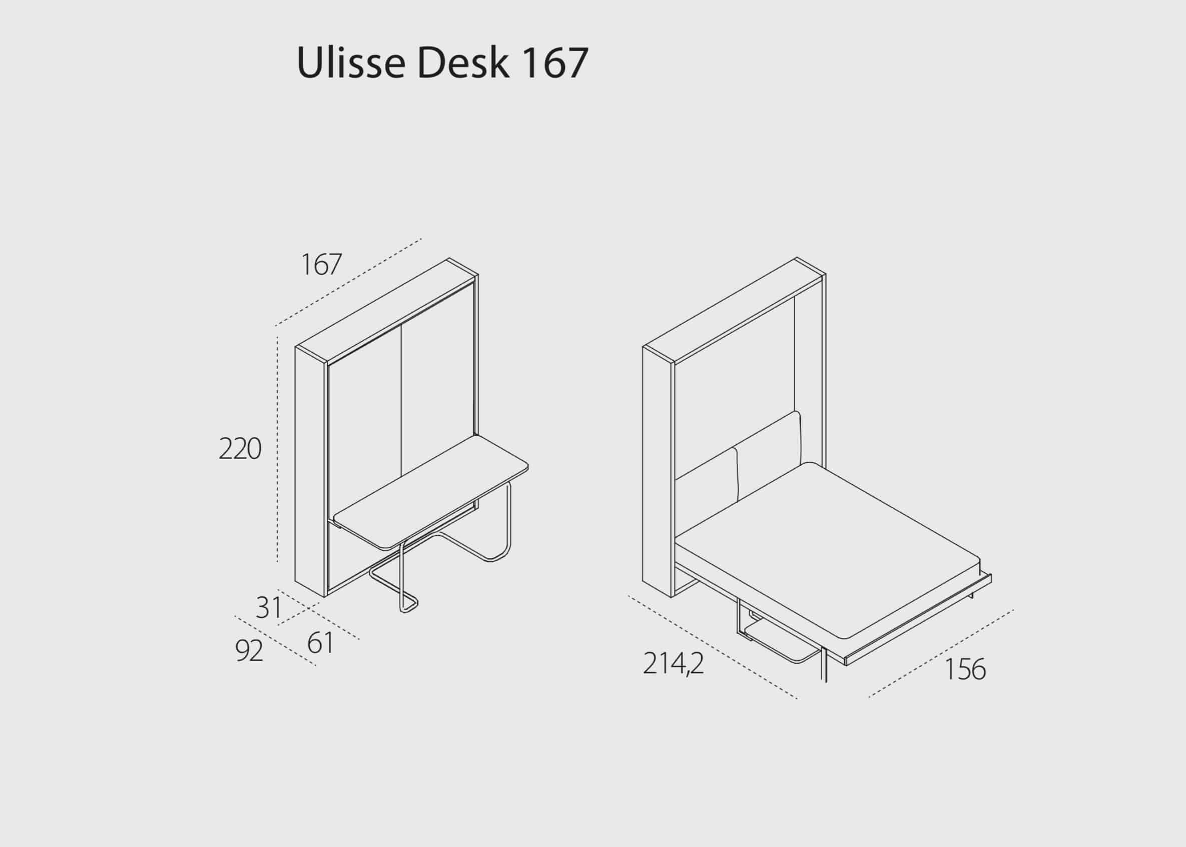 Ulisse Desk, Wall bed - Bonbon Compact Living