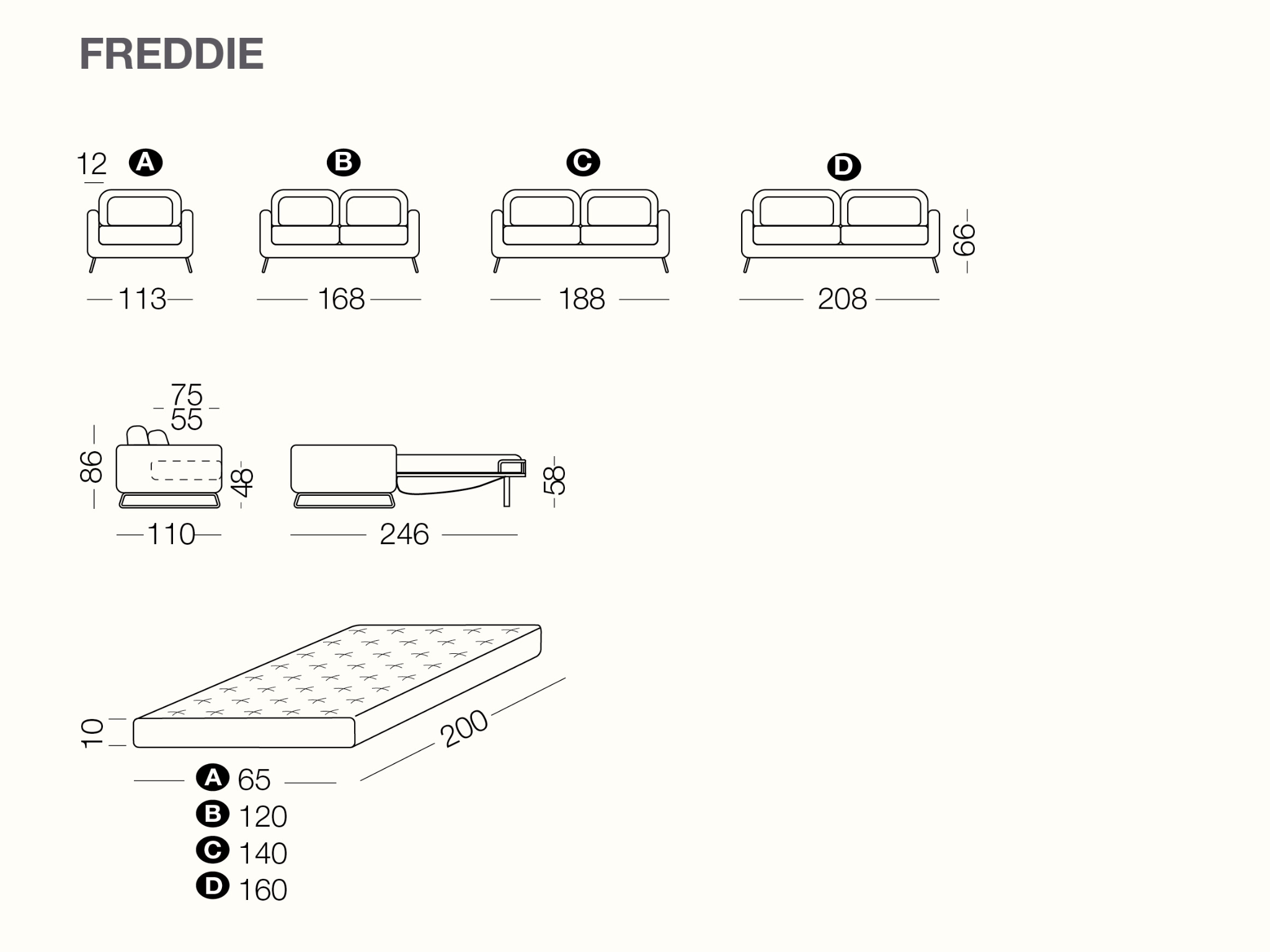 Freddie, Sofa or sofa bed - Bonbon Compact Living