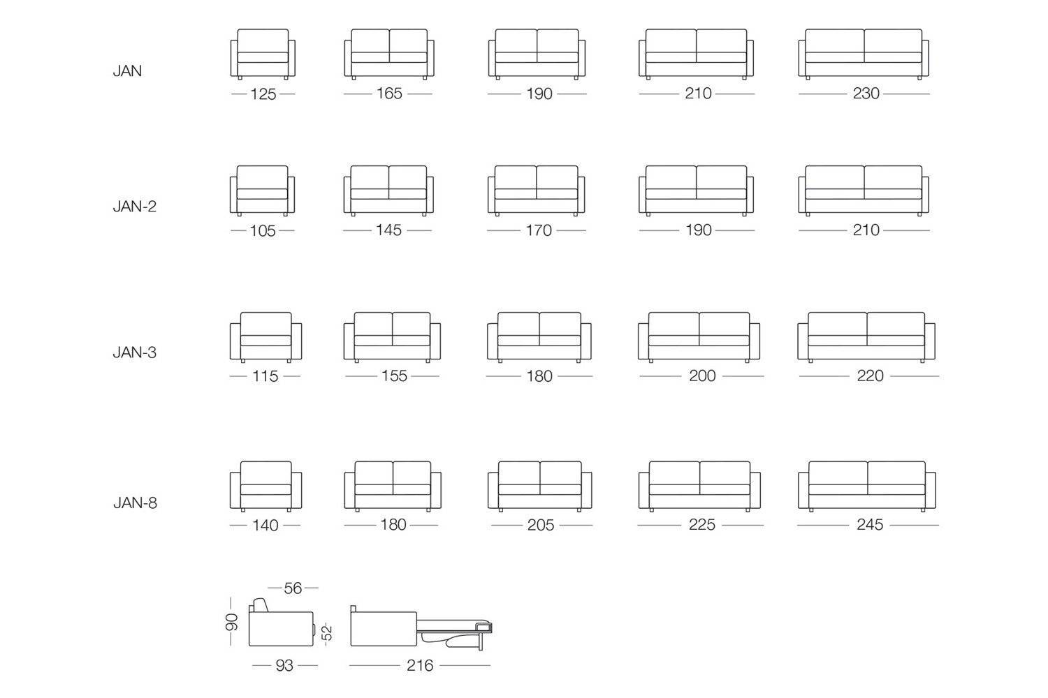 Jan, Sofa or sofa bed - Bonbon Compact Living