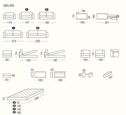 Melvin, Sofa or sofa bed - Bonbon Compact Living