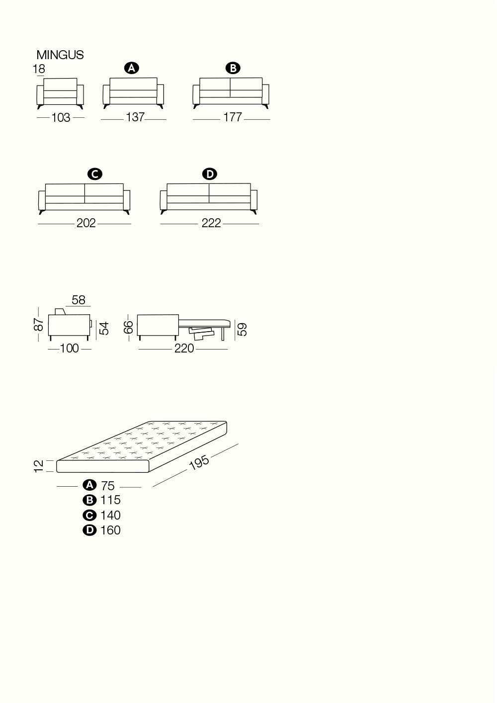 Mingus, Sofa or sofa bed - Bonbon Compact Living