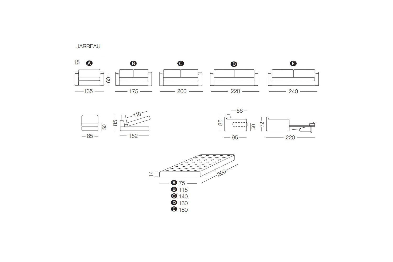 Jarreau, Sofa or sofa bed - Bonbon Compact Living