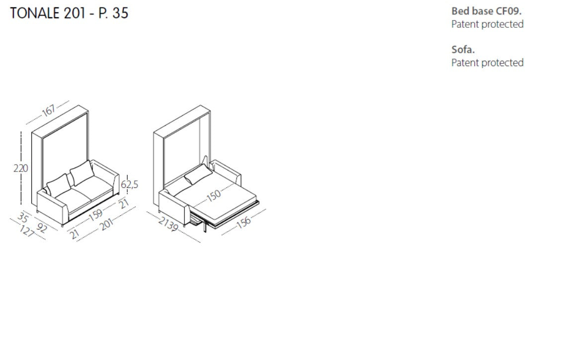 Tonale 201 and 281, Wall bed - Bonbon Compact Living