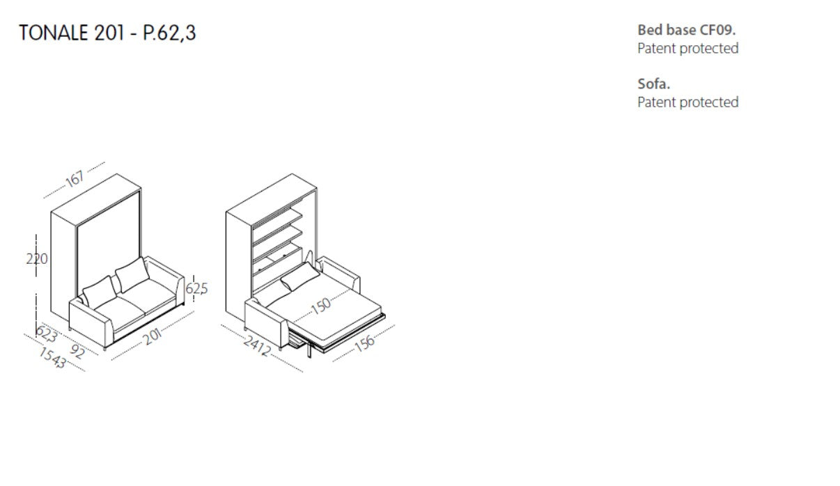 Tonale 201 and 281, Wall bed - Bonbon Compact Living