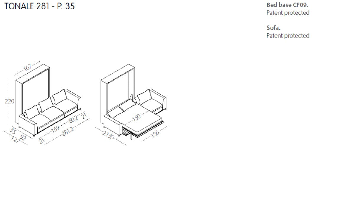 Tonale 201 and 281, Wall bed - Bonbon Compact Living